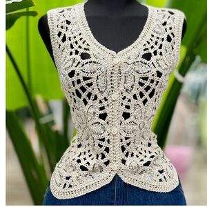 Elegant Crochet Lace Vest/blouse